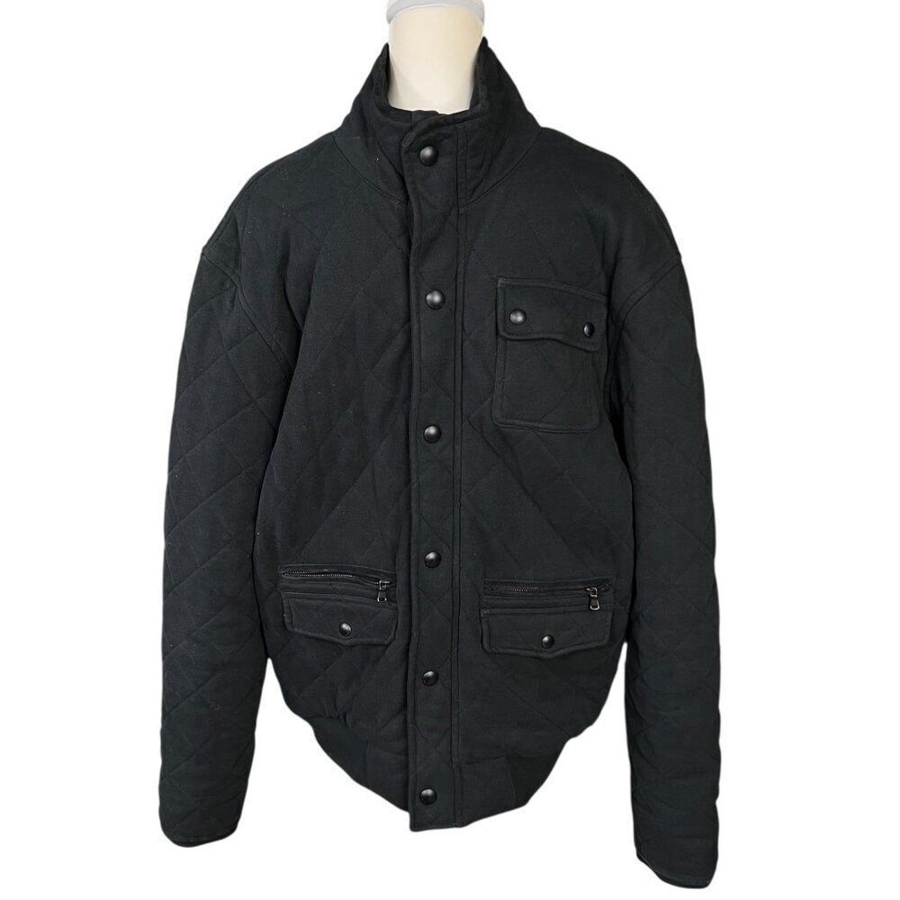 Polo By Ralph Lauren Men's Quilted Cotton Full Zip Jacket with Goat Leather Trim